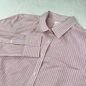 346 Brooks Brothers Shirt Womens 10 Striped Pink White Dressy Preppy Button Down